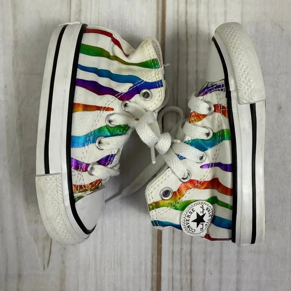 Converse Chuck Taylor All Star Rainbow Stripe High Top Infant Sneakers Size 5